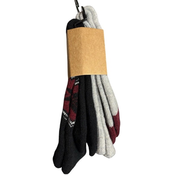 Born Boot Socks Wool Blend Black Burgundy Gray 2 Pairs Men’s Shoe Size 6-12 - Picture 4 of 7